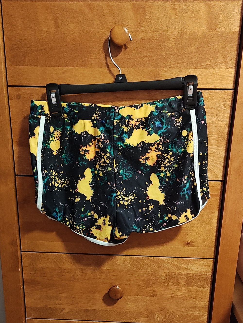 Black Splash Print Two-Piece Swim Set with Yellow Accents - Picture 3 of 4